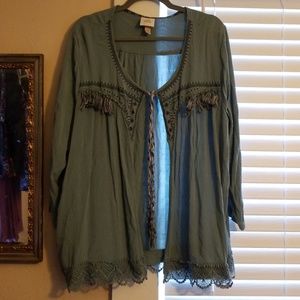 Dusty blue cardigan shell